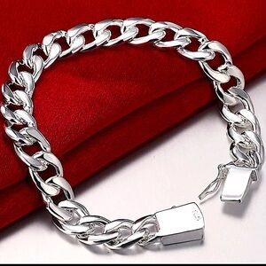 Cuban Chain Link Sterling Silver Unisex Bracelet